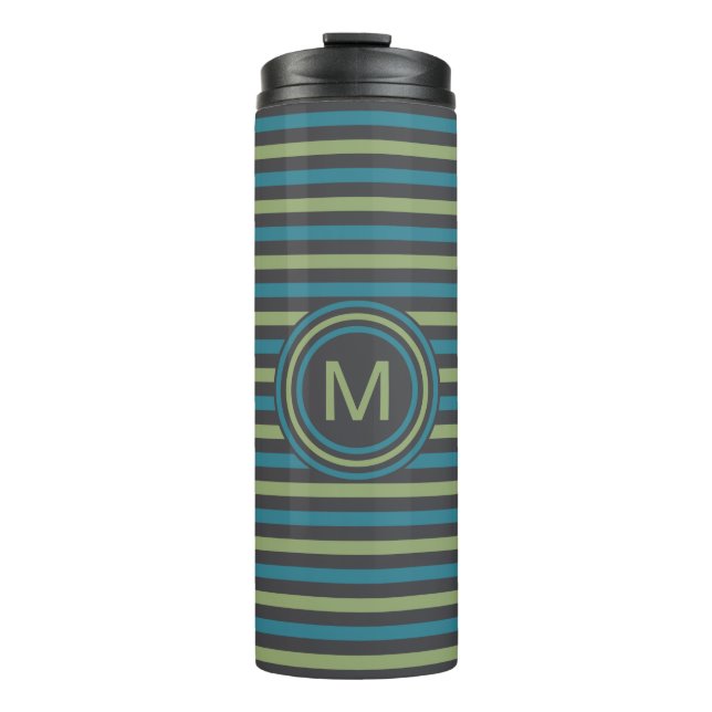 Stripes Pattern Custom Monogram tumbler (Front)