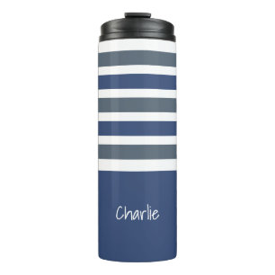 Stripes Pattern custom monogram tumbler