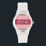 Stripes Pattern custom monogram watches<br><div class="desc">Change the text field to what you want. You can also change the font and its size and colour by using the "Customise it" function,  as well as add more text fields if you wish. See my store for more items with,  and colour choices of,  this design.</div>