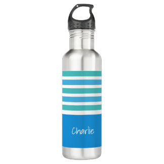 Stripes Pattern custom monogram water bottles