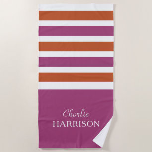 Stripes Pattern custom name beach towel