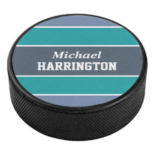 Stripes Pattern custom name hockey puck