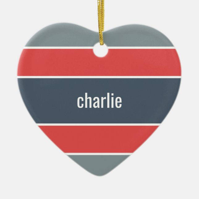 Stripes Pattern custom name ornament (Front)