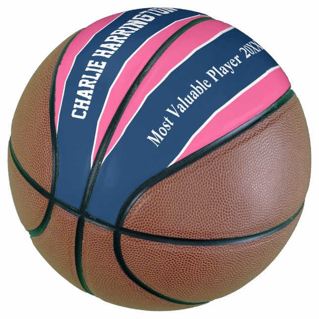 Stripes Pattern custom name & text basketball (Angled)