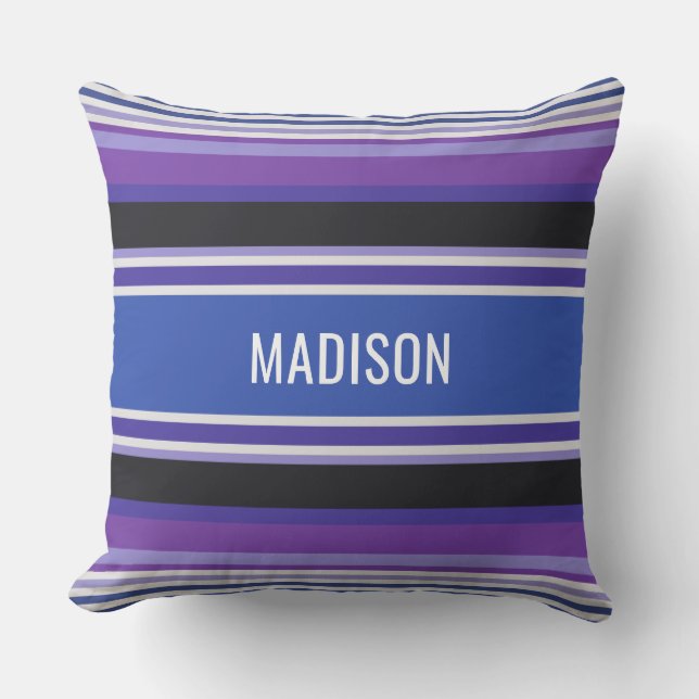 Stripes Pattern custom name throw pillows (Front)