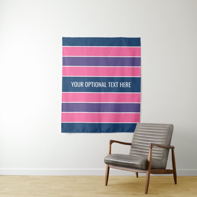 Stripes pattern custom text tapestries (In Situ)
