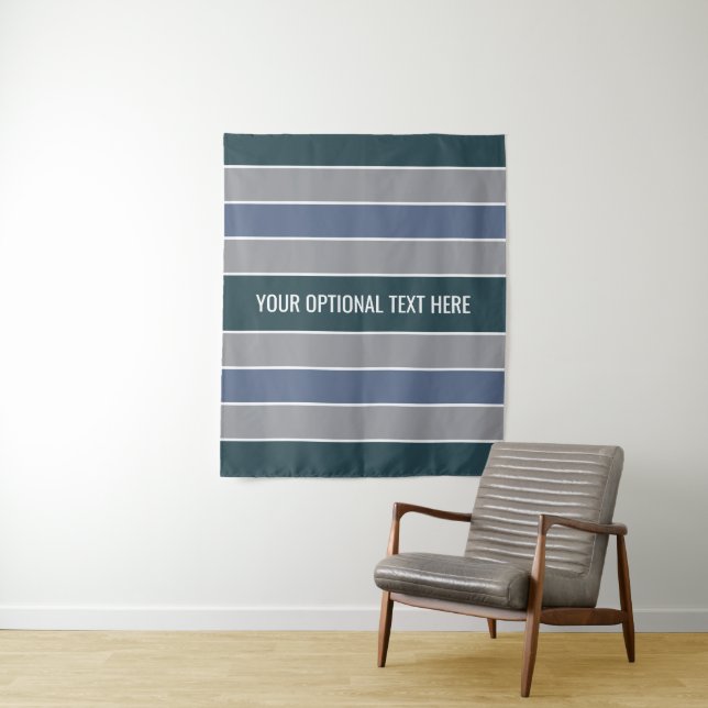 Stripes pattern custom text tapestries (In Situ)