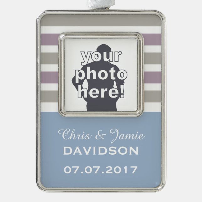 Stripes Pattern custom wedding ornament (Front)