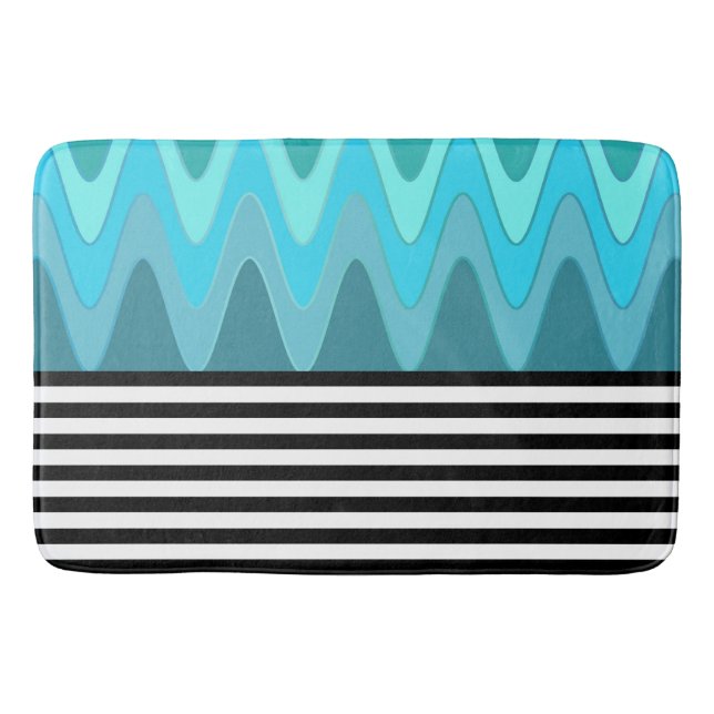 Stripes & Pattern Mix + your ideas Bath Mat (Front)