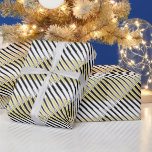 Stripes Pattern Multicolor Gold Glittery Stylish Wrapping Paper<br><div class="desc">Designed with cool & stylish black,  gold,  white abstract patterns. You may change the colours as you wish!</div>