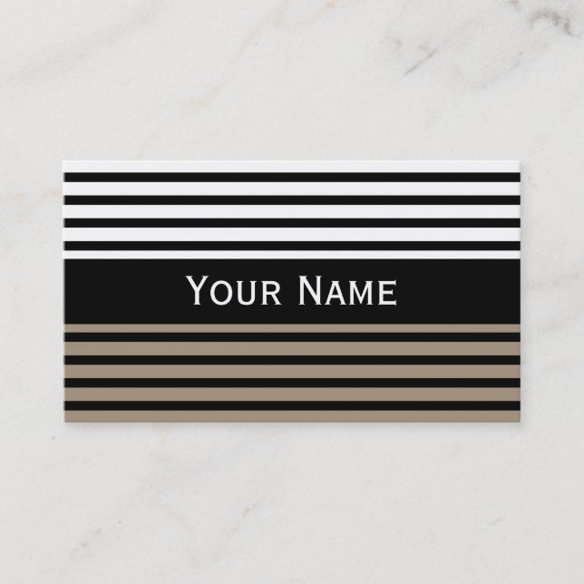 Stripes Pattern narrow black + your backg. & text Business Card (Front)