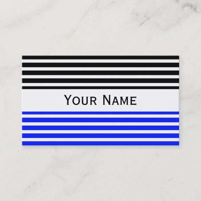 Stripes Pattern narrow white + your backg. & text Business Card (Front)