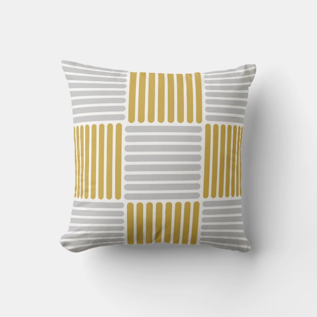 Stripes Pattern Pillow in Silver and Gold colours (Front)