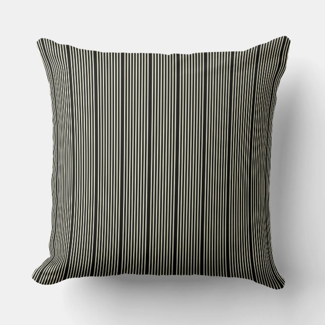 Stripes pattern two tone black cream cushion (Front)