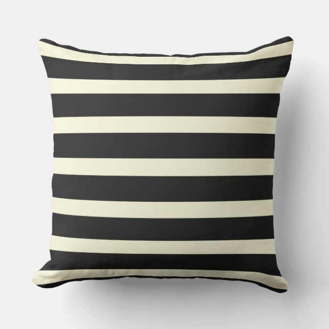 Stripes pattern two tone black cream cushion (Front)