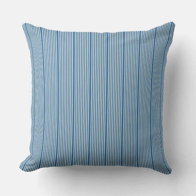 Stripes pattern two tone blue cream cushion (Front)