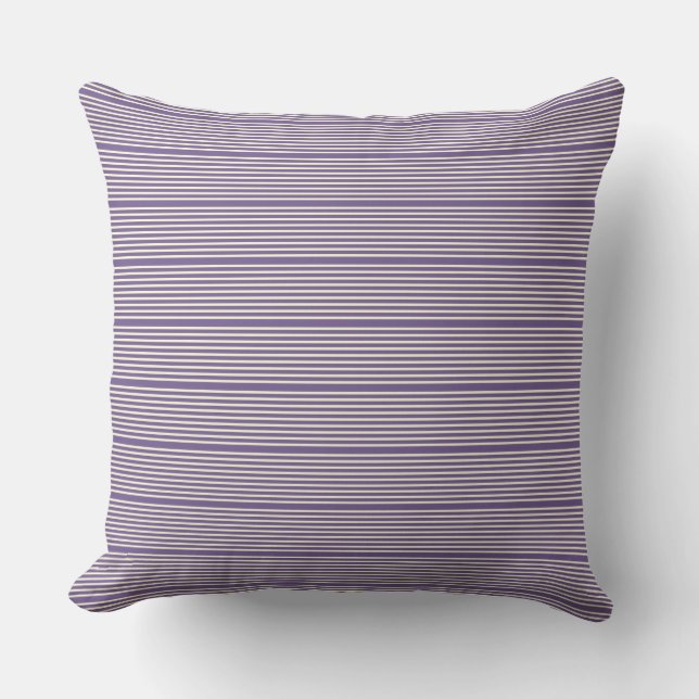 Stripes pattern two tone purple cream cushion (Front)