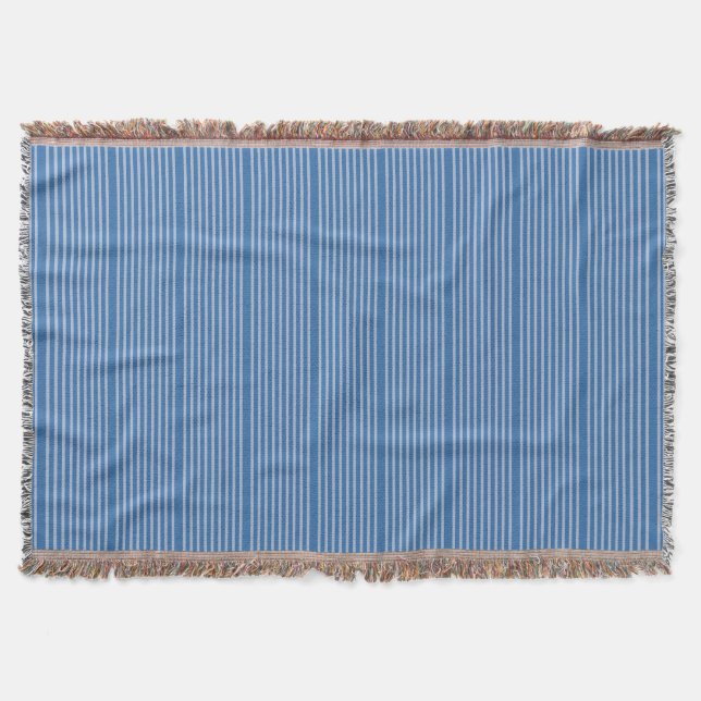 Stripes pattern two tones of blue throw blanket (Front)