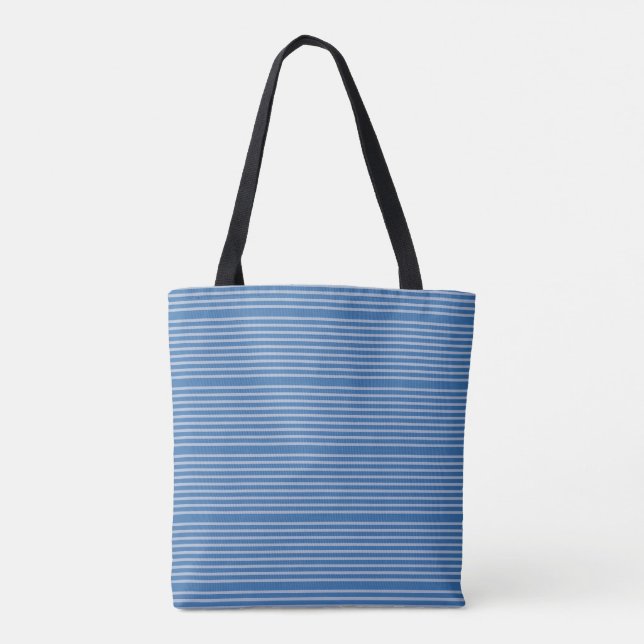 Stripes pattern two tones of blue tote bag (Back)