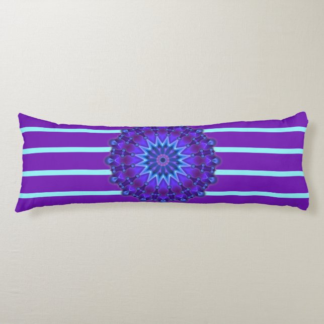 Stripes Pattern wride purple & Mandala + backg. Body Cushion (Front)