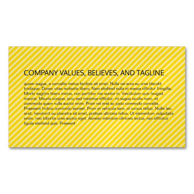 Stripes Pattern (Yellow) Magnetic Business Card (Front)