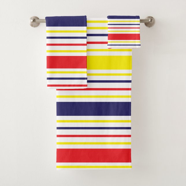 Stripes Patterns Colourful Summer Modern Bath Towel Set (Insitu)