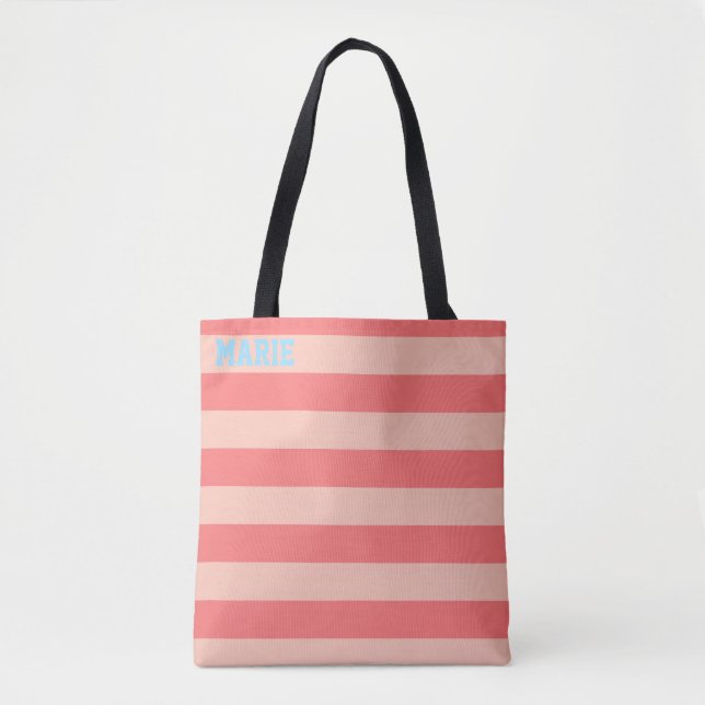 Stripes Peach Retro Inspired  Tote Bag (Front)