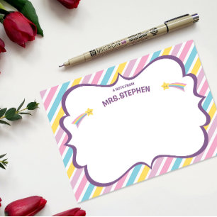 Stripes Personalised Teacher Stationery Note  Thank You Card