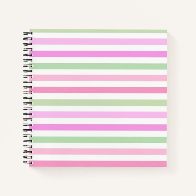 Stripes, pink, green notebook (Front)