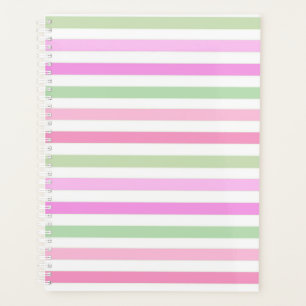 Stripes, pink, green planner