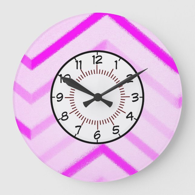 Stripes Pink Office Home Pattern Destiny Art Large Clock (Front)