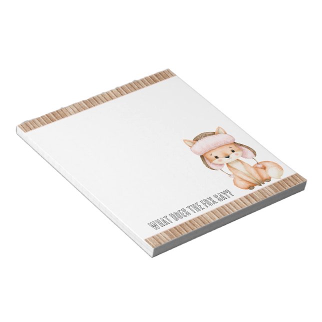 Stripes Pink Orange Fox (what does the fox say?) Notepad (Angled)