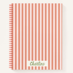 Stripes Pink Red Retro Calligraphy  Notebook