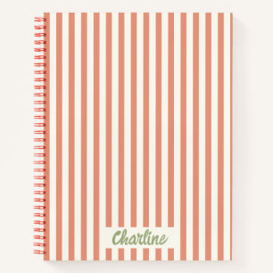 Stripes Pink Red Retro Calligraphy  Notebook