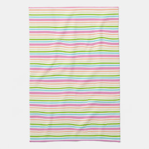 Stripes Pink Red Yellow Blue Green Colours Trendy Tea Towel