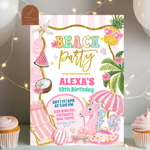 Stripes preppy Beach party Invitation