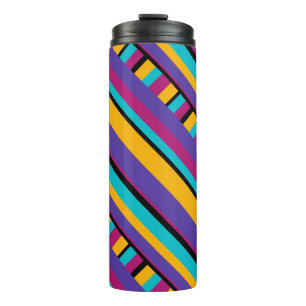 Stripes purple yellow blue thermal tumbler