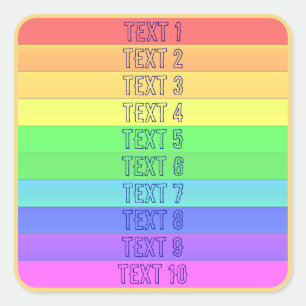 Stripes Rainbow Horizontal Personalised Typography Square Sticker