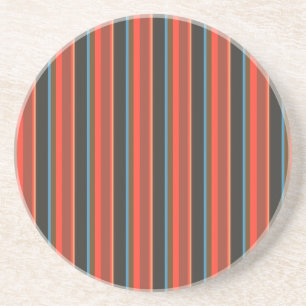 Stripes/Red Brown Black Blue & Tan Coaster