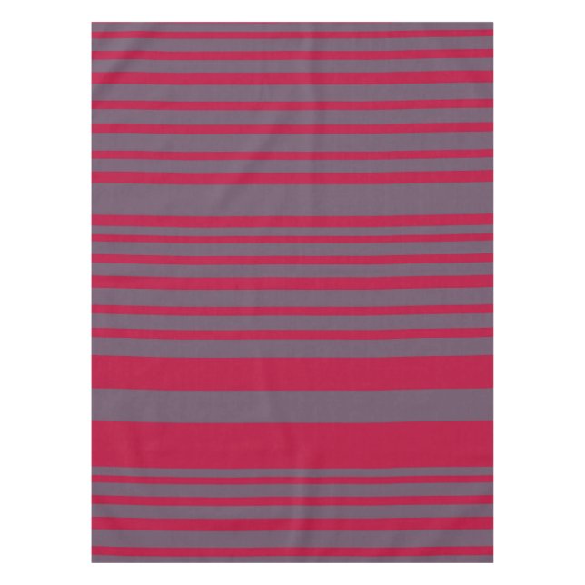 Stripes Red Grey  Tablecloth (Front)