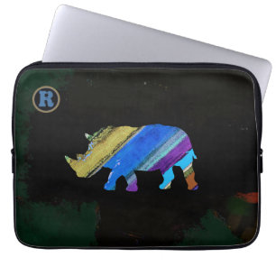 stripes rhino animal art laptop sleeve