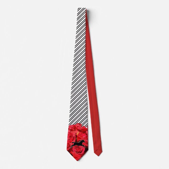 Stripes Roses Derby Horse Racing Tie (Front)
