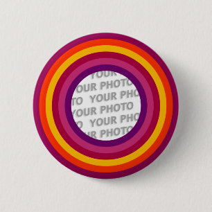 Stripes Round Frame coloured 01 + your photo 6 Cm Round Badge