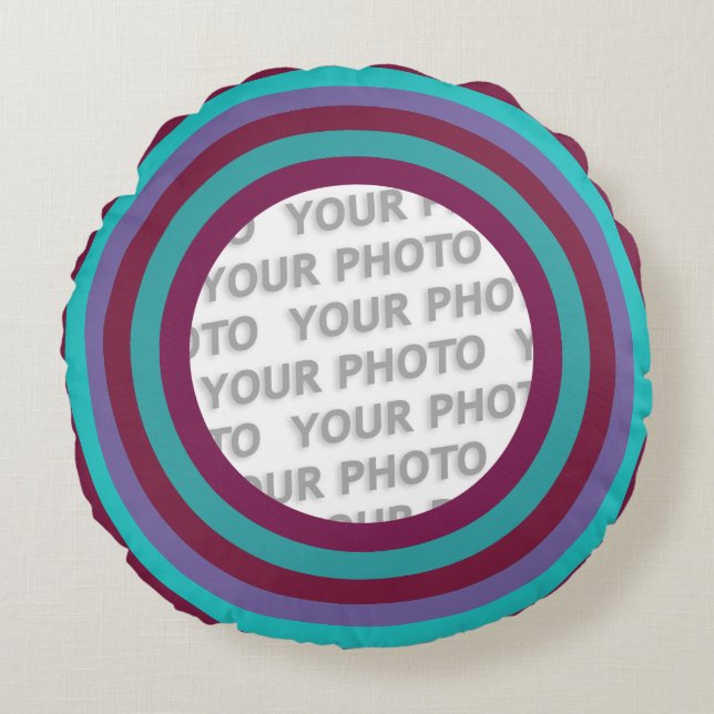 Stripes Round Frame coloured 04 + your photo Cushion (Front)