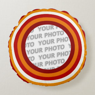 Stripes Round Frame coloured 06 + your photo Cushion