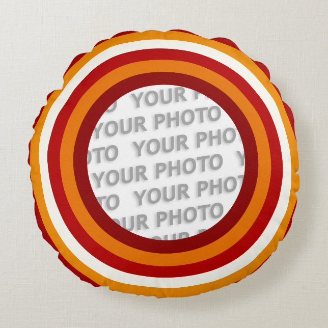 Stripes Round Frame coloured 06 + your photo Cushion (Front)