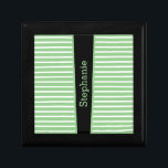 Stripes Sage Green Black White Custom Name Cute Gift Box<br><div class="desc">Designed with beautiful,  stylish and trendy sage green white stripe patterns with text template for custom name! Makes a great personalised home decor gift or party favour!</div>