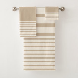 Stripes Sand Hues and Cream Bath Towel Set
