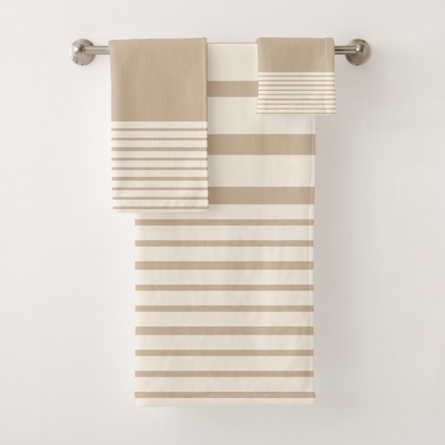 Stripes Sand Hues and Cream Bath Towel Set (Insitu)