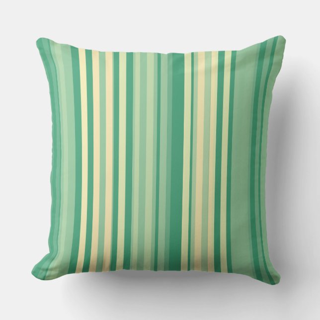 Stripes Seafoam Green and Wheat Blends Cushion (Front)